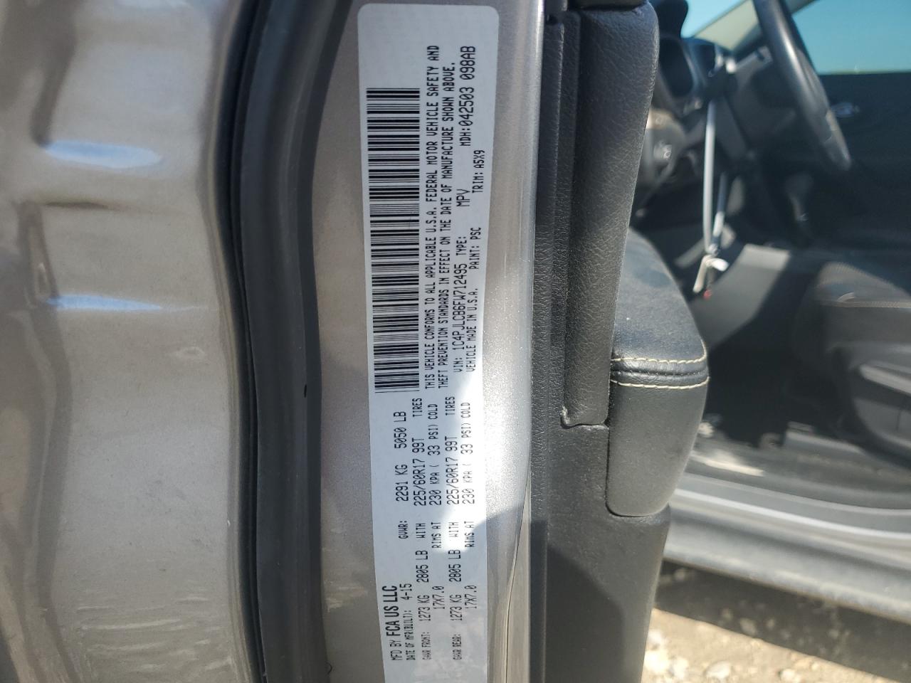 2015 Jeep Cherokee Latitude VIN: 1C4PJLCB6FW712495 Lot: 89852055