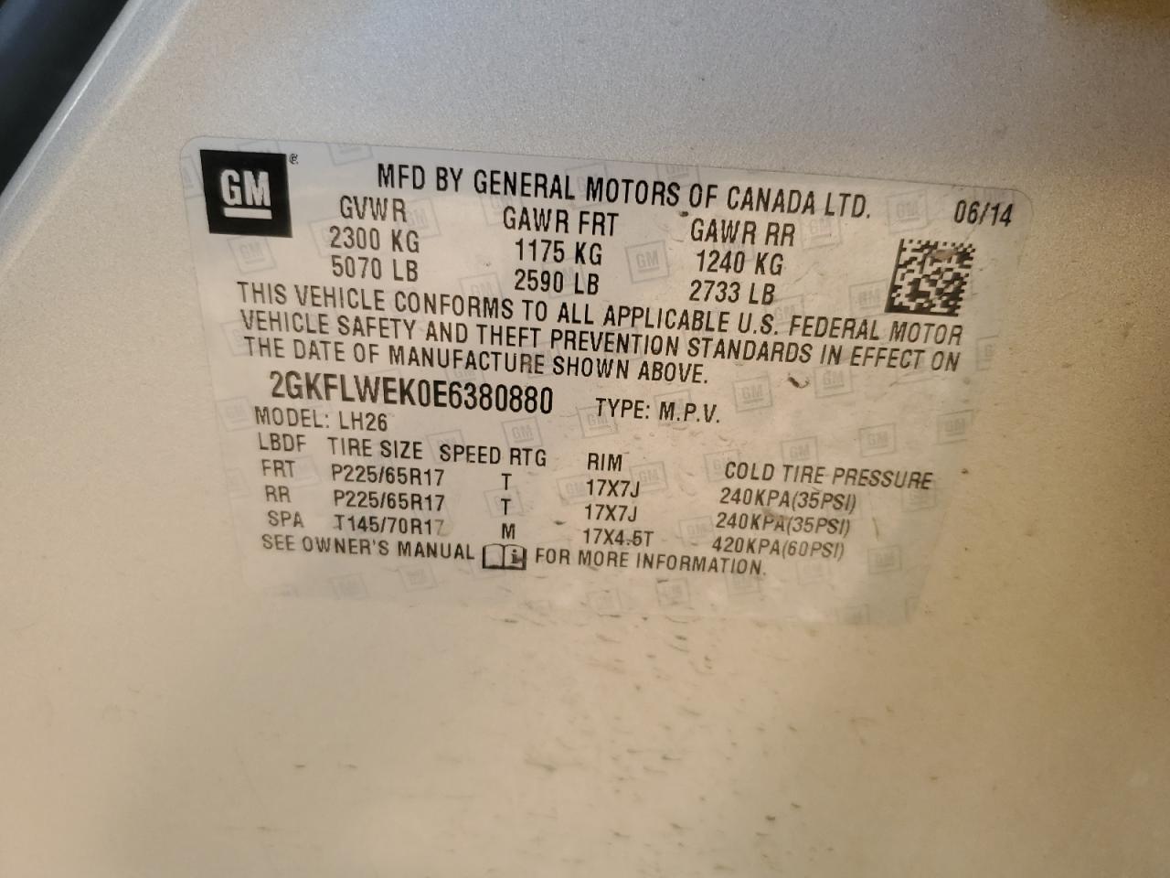 2014 GMC Terrain Sle VIN: 2GKFLWEK0E6380880 Lot: 90628605