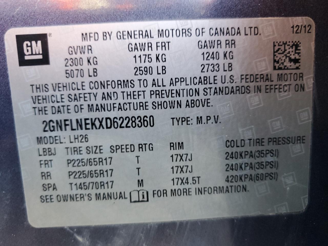 2013 Chevrolet Equinox Lt VIN: 2GNFLNEKXD6228360 Lot: 87377465