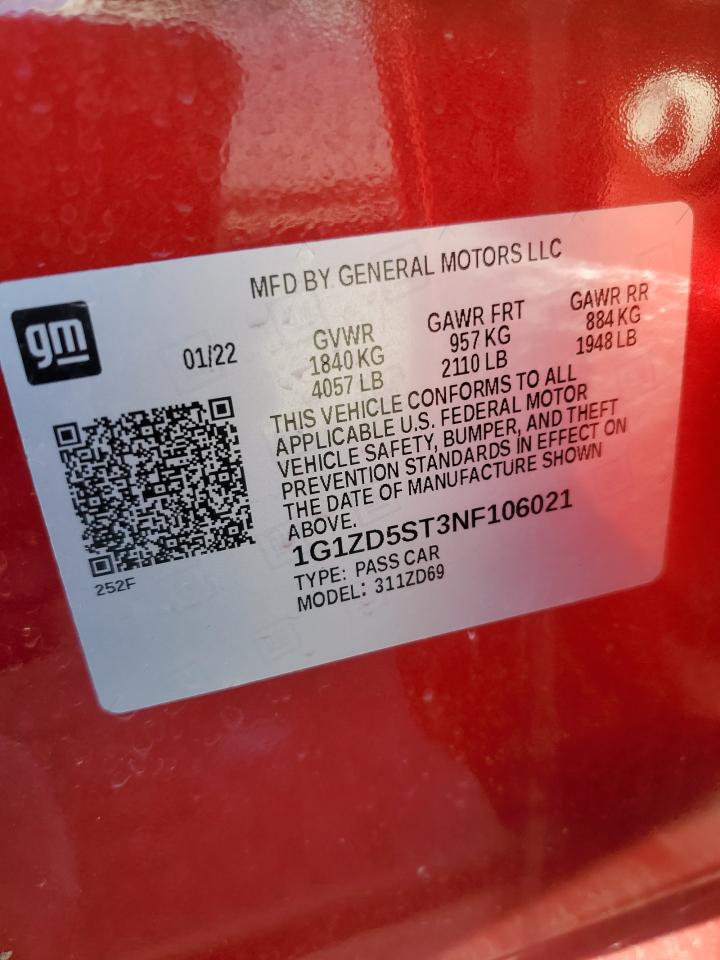 2022 Chevrolet Malibu Lt VIN: 1G1ZD5ST3NF106021 Lot: 82400945