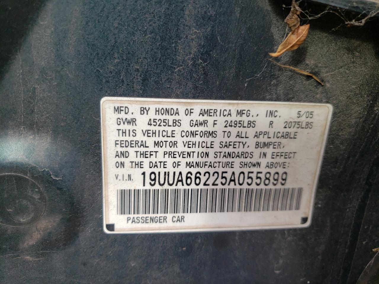 2005 Acura Tl VIN: 19UUA66225A055899 Lot: 86225045