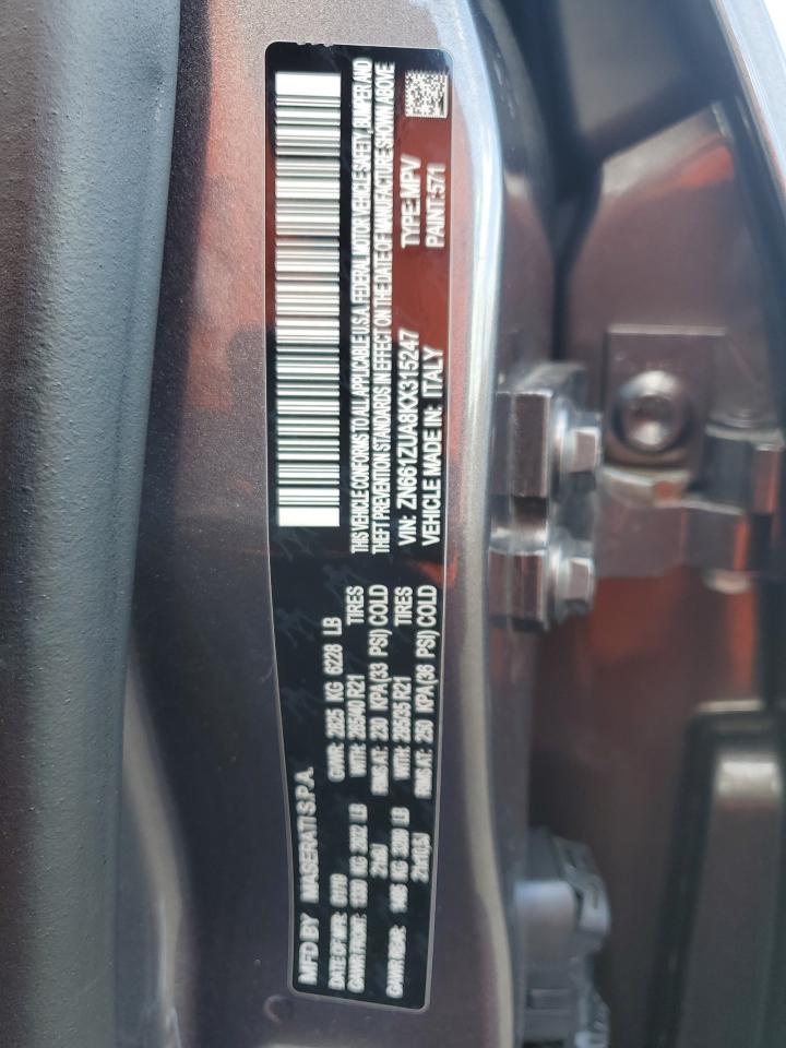 2019 Maserati Levante Gts VIN: ZN661ZUA8KX315247 Lot: 89666485