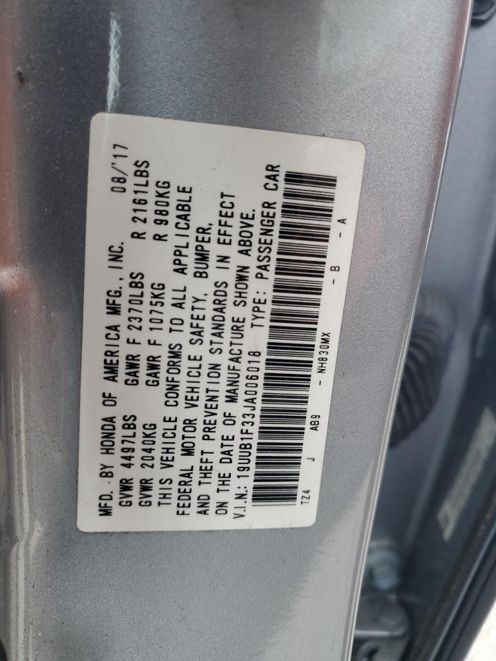 2018 Acura Tlx VIN: 19UUB1F33JA006018 Lot: 90240195