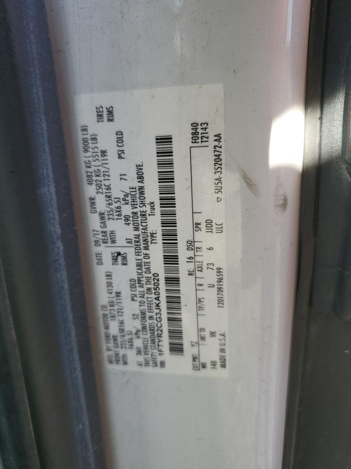 2018 Ford Transit T-250 VIN: 1FTYR2CG3JKA05020 Lot: 85275705