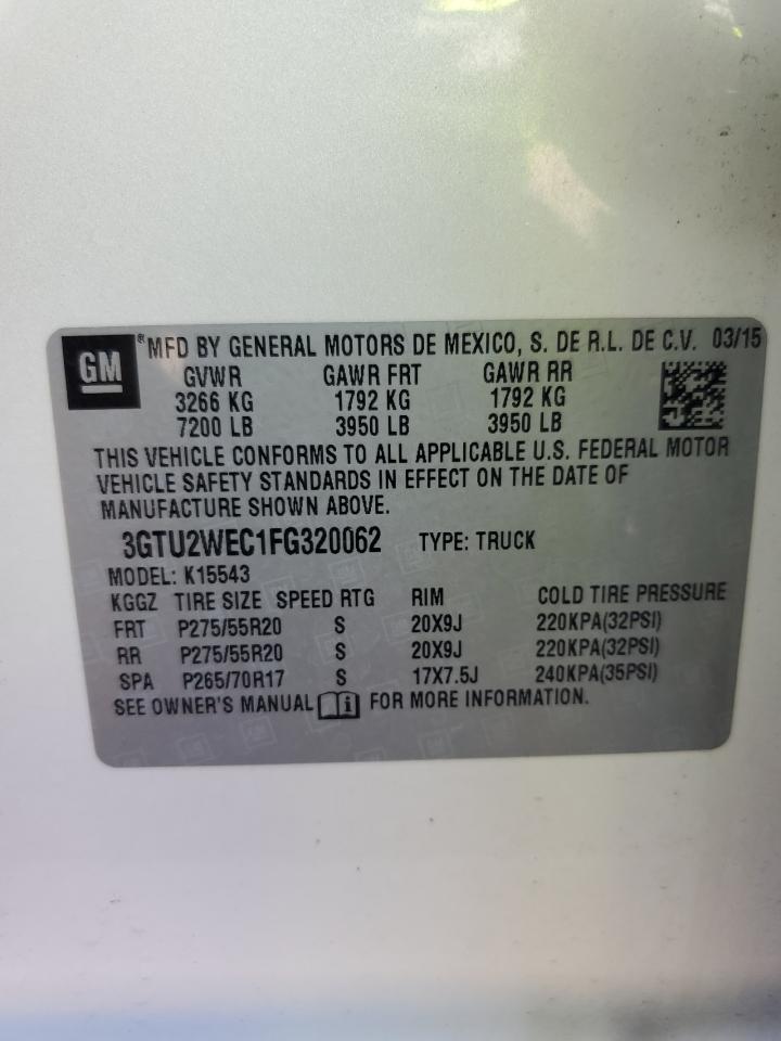 2015 GMC Sierra K1500 Denali VIN: 3GTU2WEC1FG320062 Lot: 81668345