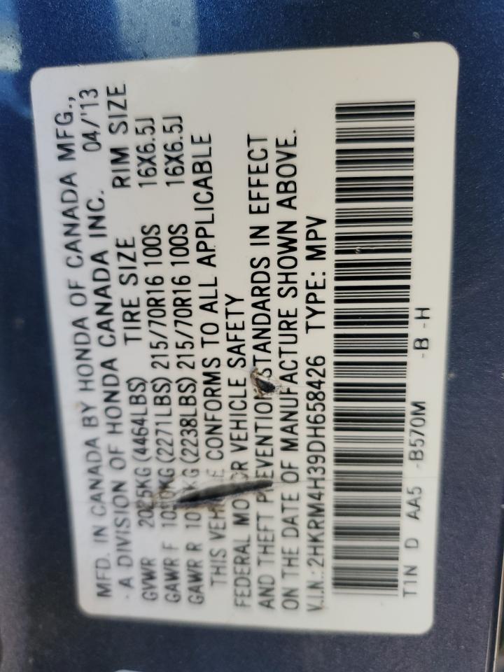 2013 Honda Cr-V Lx VIN: 2HKRM4H39DH658426 Lot: 86418855