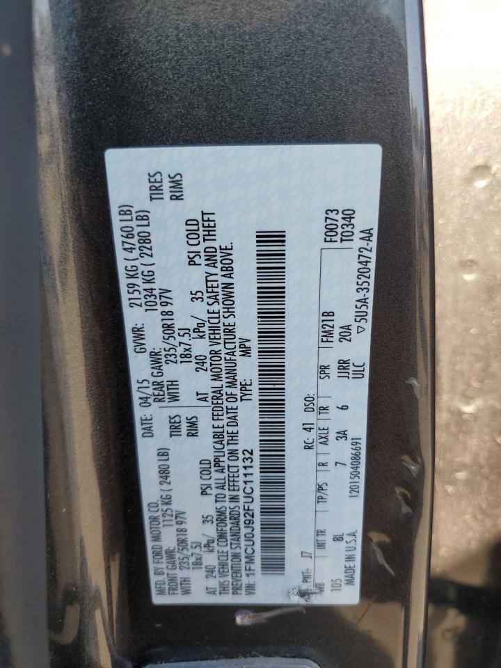 2015 Ford Escape Titanium VIN: 1FMCU0J92FUC11132 Lot: 82462385