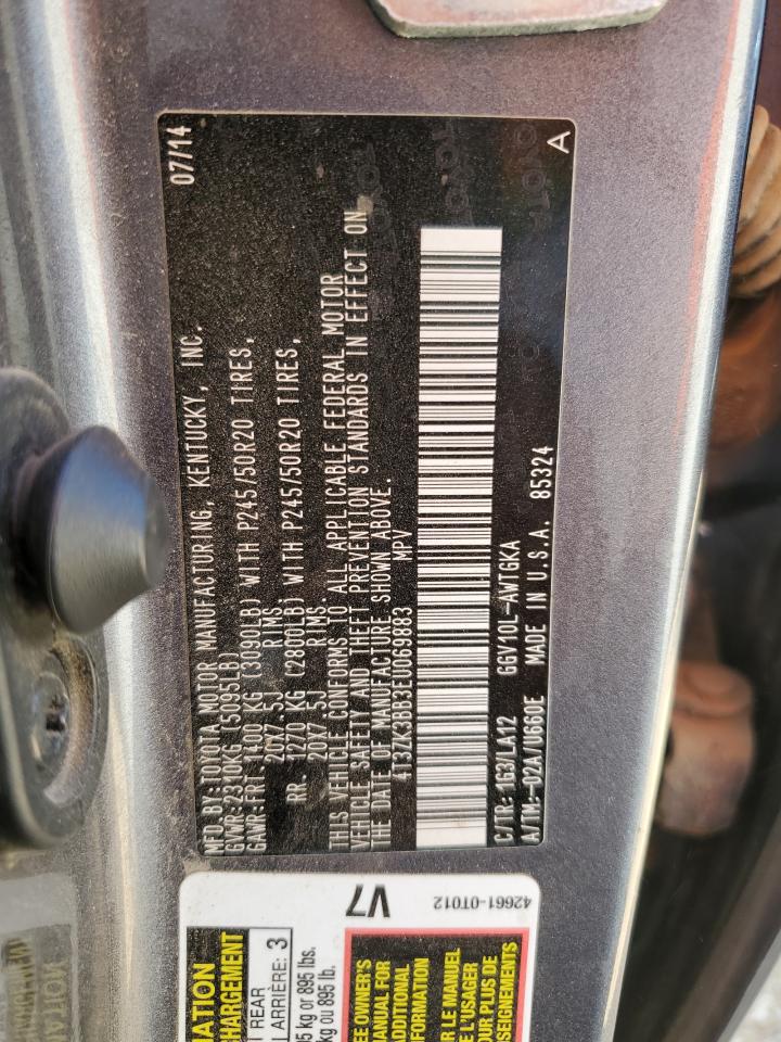 2014 Toyota Venza Le VIN: 4T3ZK3BB3EU069883 Lot: 87404915