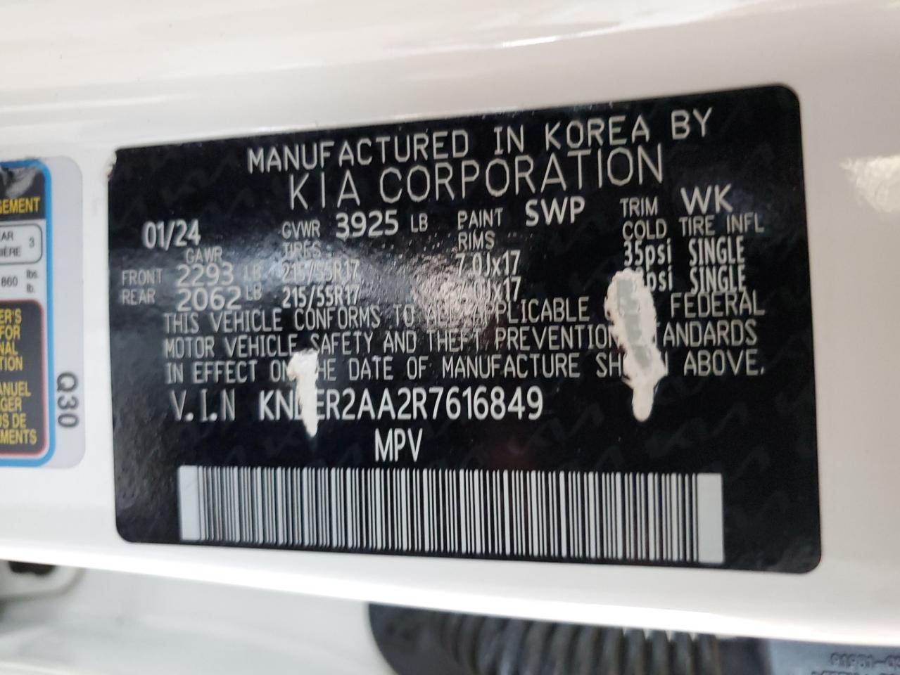 2024 Kia Seltos Ex VIN: KNDER2AA2R7616849 Lot: 84970915