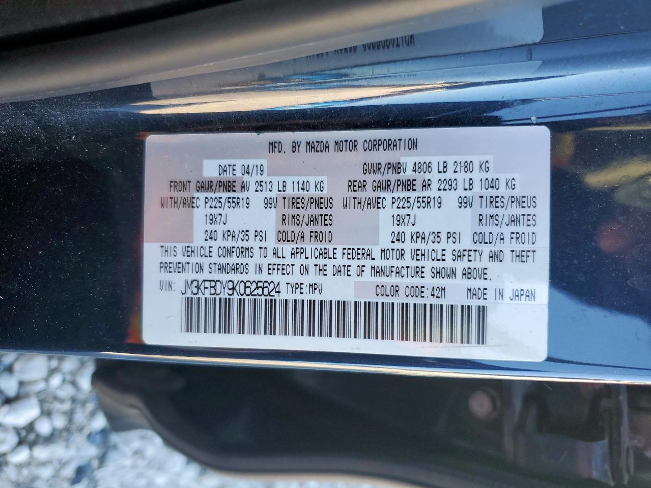 2019 Mazda Cx-5 Grand Touring Reserve VIN: JM3KFBDY9K0625624 Lot: 90433045