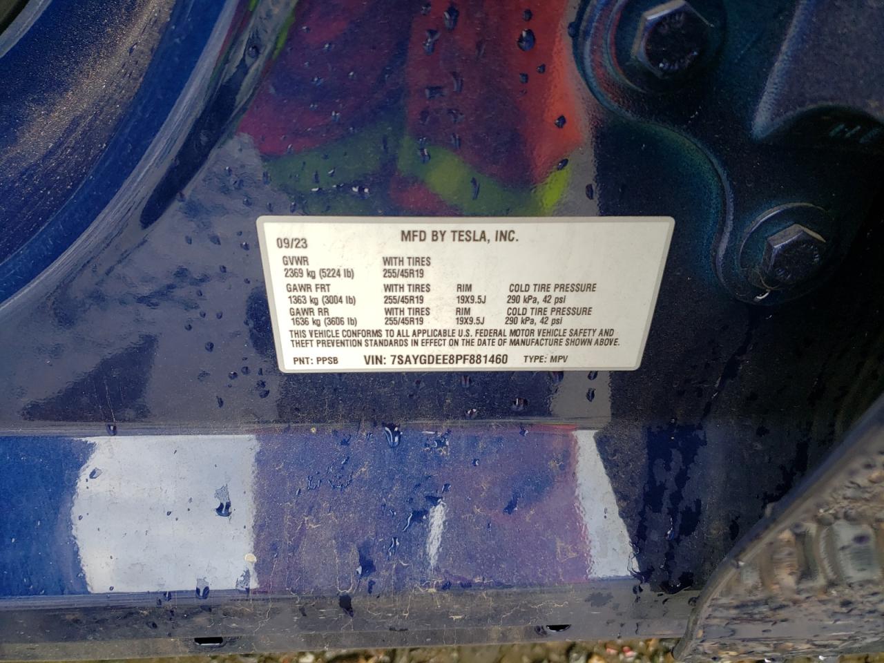 2023 Tesla Model Y VIN: 7SAYGDEE8PF881460 Lot: 82178565