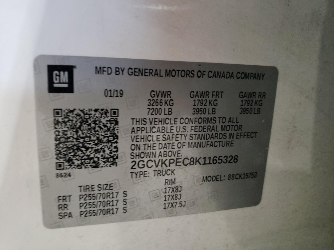 2019 Chevrolet Silverado Ld K1500 Lt VIN: 2GCVKPEC8K1165328 Lot: 86112365