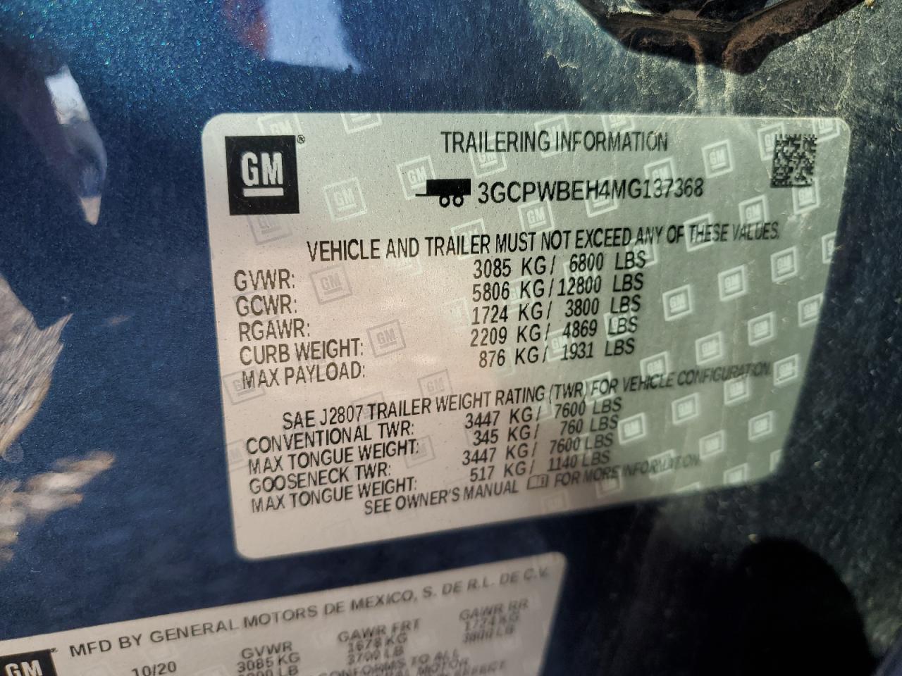 2021 Chevrolet Silverado C1500 Custom VIN: 3GCPWBEH4MG137368 Lot: 82220275