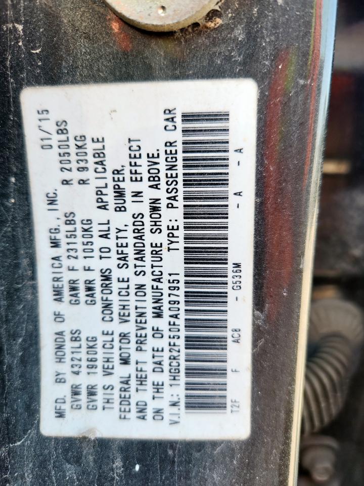 2015 Honda Accord Sport VIN: 1HGCR2F50FA097951 Lot: 85857205