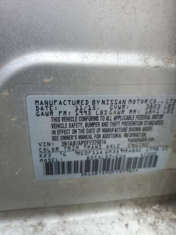 2015 Nissan Sentra S VIN: 3N1AB7AP0FY379814 Lot: 85334165