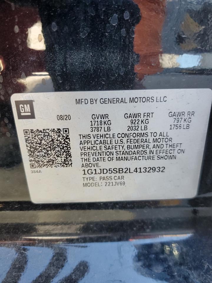 2020 Chevrolet Sonic Lt VIN: 1G1JD5SB2L4132932 Lot: 90825175