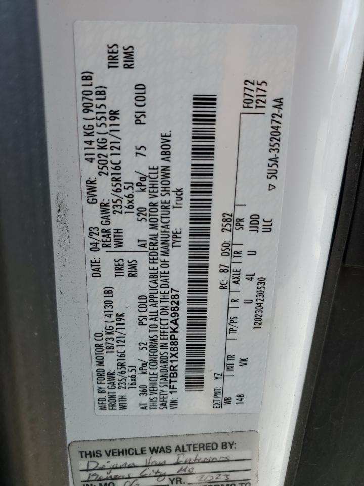 2023 Ford Transit T-250 VIN: 1FTBR1X88PKA98287 Lot: 84804045