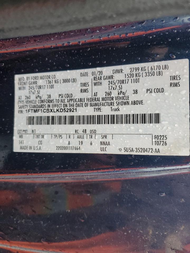 2020 Ford F150 VIN: 1FTMF1CBXLKD52921 Lot: 90355675