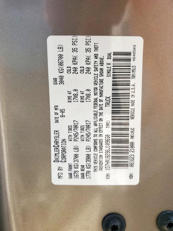 2006 Dodge Ram 1500 St VIN: 1D7HA18296J109660 Lot: 85781125