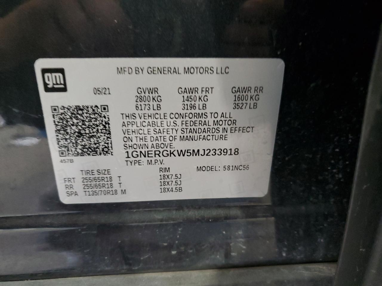 2021 Chevrolet Traverse Lt VIN: 1GNERGKW5MJ233918 Lot: 84219555