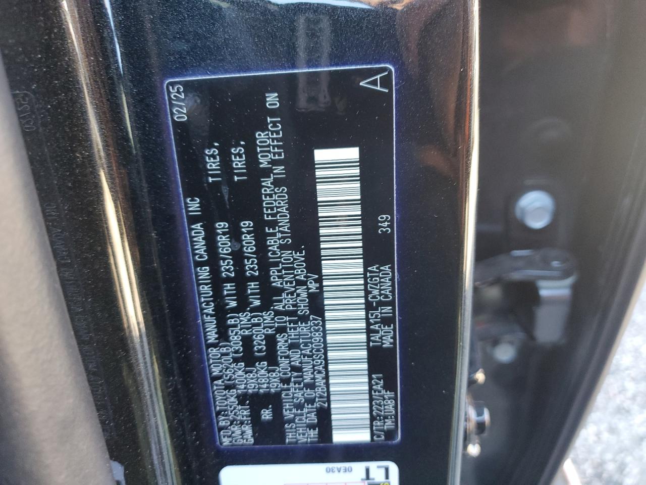 2025 Lexus Rx 350 Base VIN: 2T2BAMCA9SC098337 Lot: 85386005