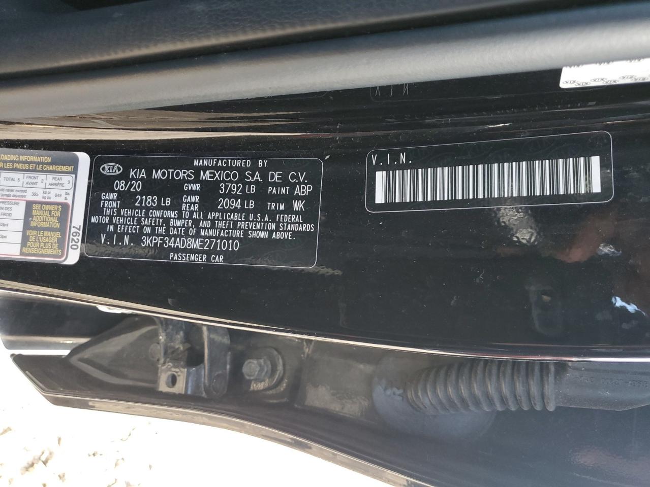 2021 Kia Forte Gt Line VIN: 3KPF34AD8ME271010 Lot: 86080935