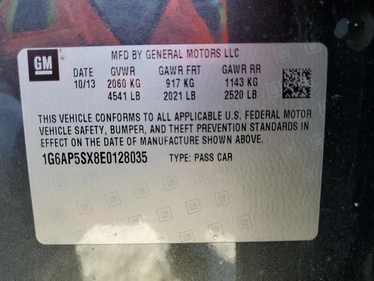 2014 Cadillac Cts VIN: 1G6AP5SX8E0128035 Lot: 82613885