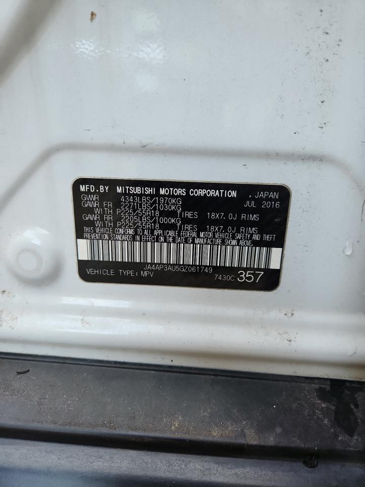 2016 Mitsubishi Outlander Sport Es VIN: JA4AP3AU5GZ061749 Lot: 87047955
