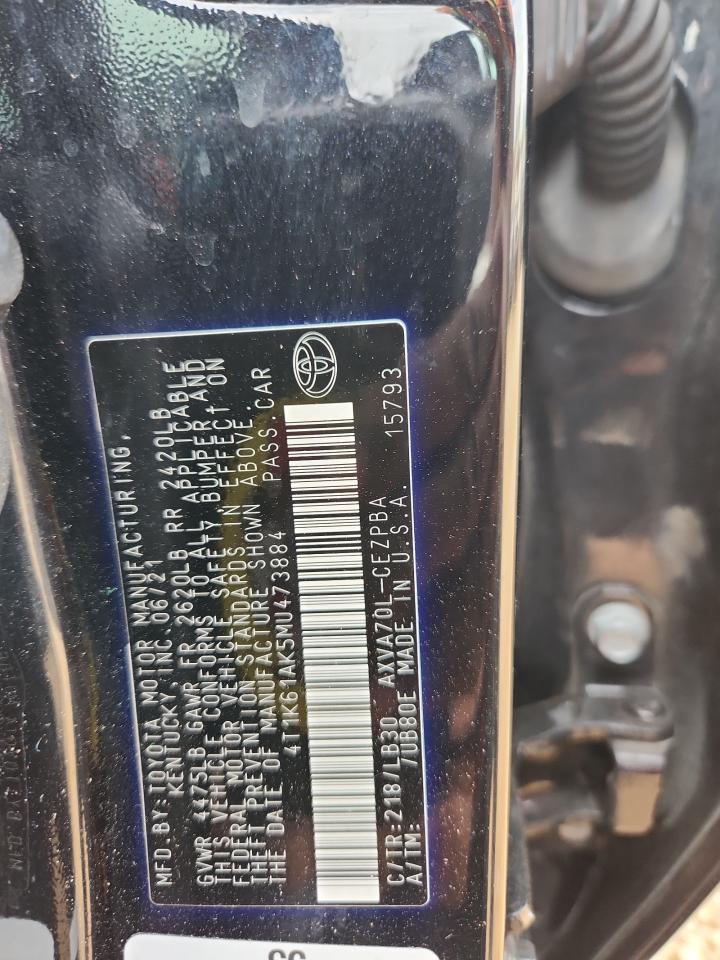 2021 Toyota Camry Xse VIN: 4T1K61AK5MU473884 Lot: 85489805