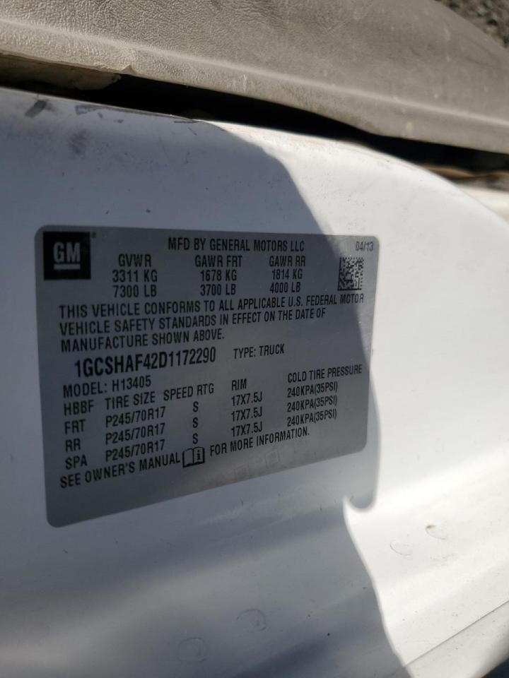 2013 Chevrolet Express Delivery Van VIN: 1GCSHAF42D1172290 Lot: 90542805