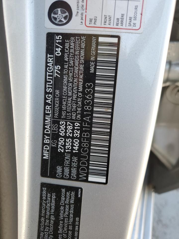 2015 Mercedes-Benz S 550 4Matic VIN: WDDUG8FB1FA183633 Lot: 86127845