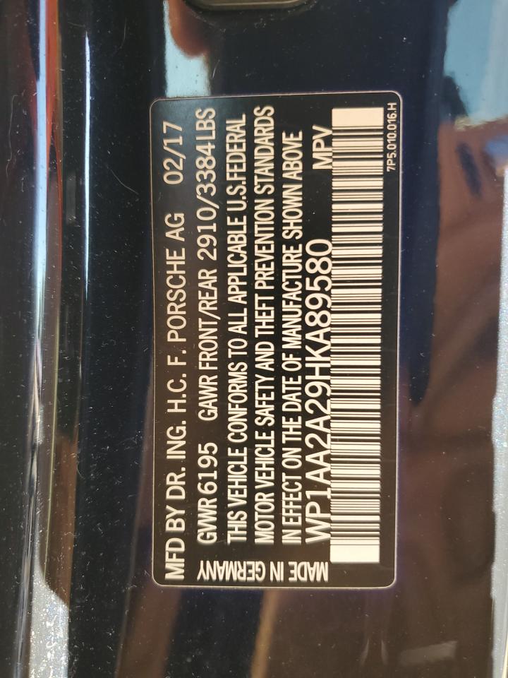 2017 Porsche Cayenne VIN: WP1AA2A29HKA89580 Lot: 85762535