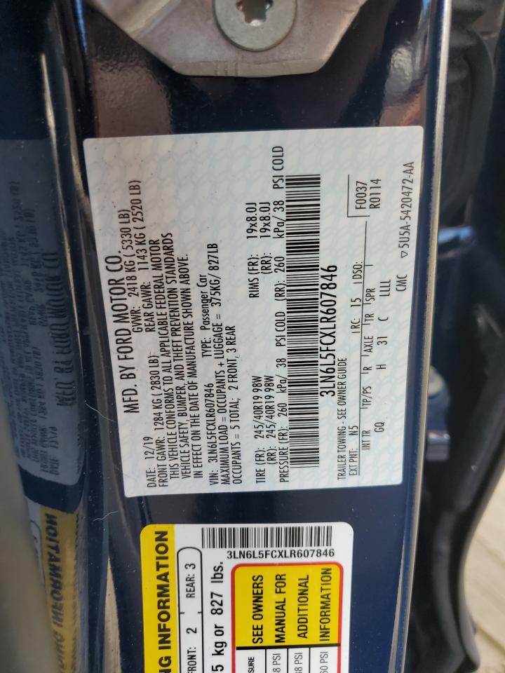 2020 Lincoln Mkz Reserve VIN: 3LN6L5FCXLR607846 Lot: 86214985