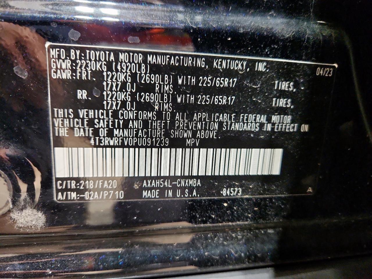 2023 Toyota Rav4 Xle VIN: 4T3RWRFV0PU091239 Lot: 90506495