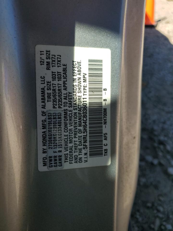 2012 Honda Odyssey Exl VIN: 5FNRL5H64CB036011 Lot: 82256965