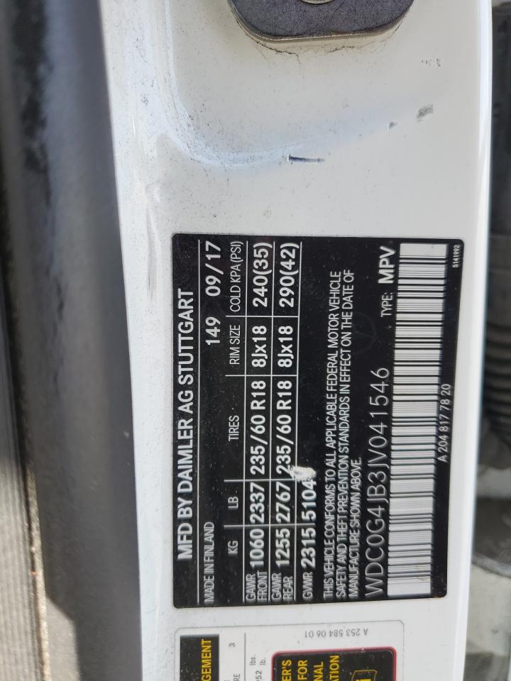 2018 Mercedes-Benz Glc 300 VIN: WDC0G4JB3JV041546 Lot: 84707355