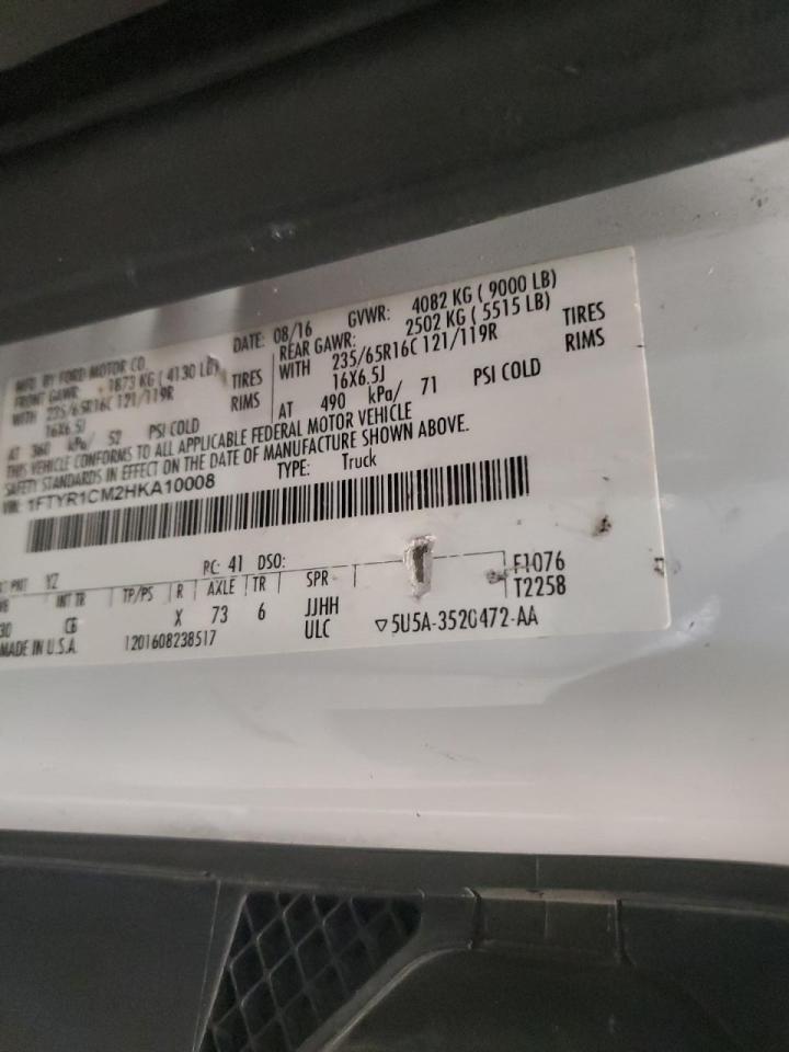 2017 Ford Transit Delivery Van VIN: 1FTYR1CM2HKA10008 Lot: 82662235