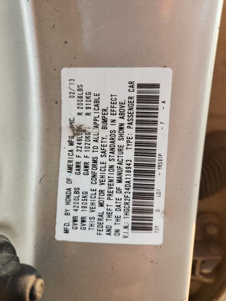 2013 Honda Accord Lx VIN: 1HGCR2F34DA118943 Lot: 84467775