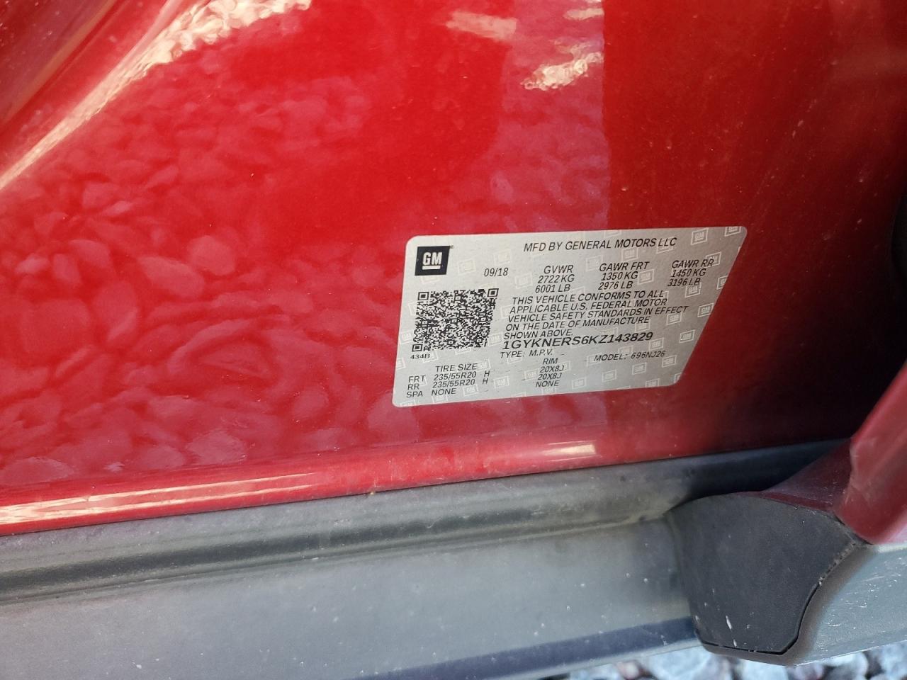 2019 Cadillac Xt5 Premium Luxury VIN: 1GYKNERS6KZ143829 Lot: 86502965