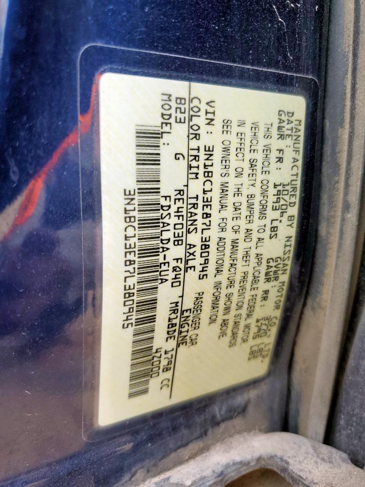 2007 Nissan Versa S VIN: 3N1BC13E87L380945 Lot: 85134125