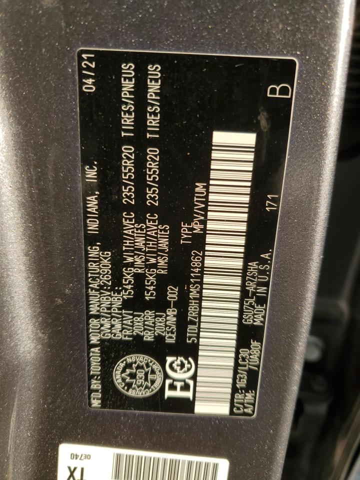 2021 Toyota Highlander Xse VIN: 5TDLZRBH1MS114862 Lot: 89473095