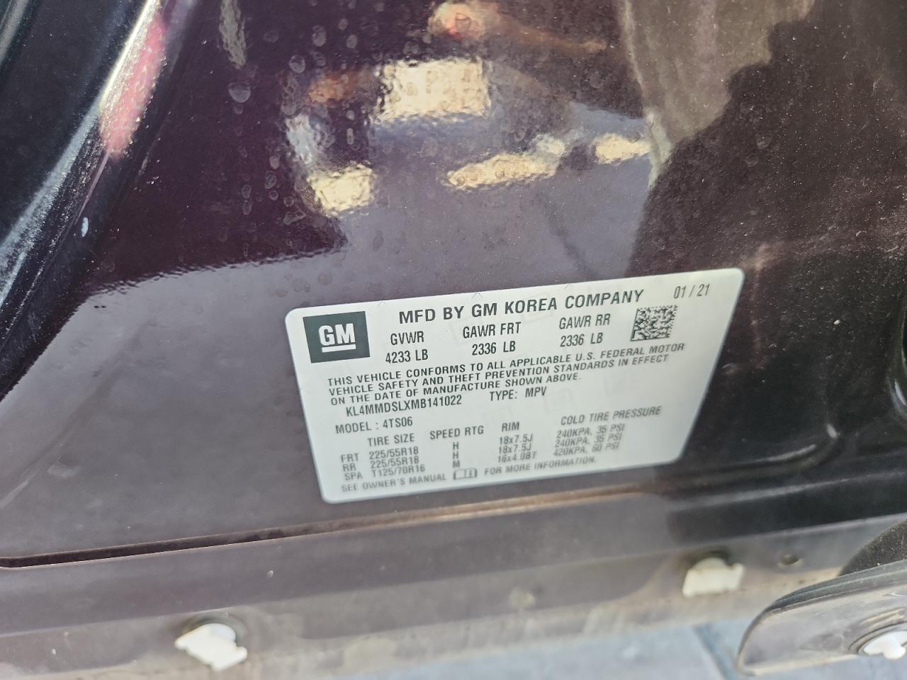 2021 Buick Encore Gx Select VIN: KL4MMDSLXMB141022 Lot: 86521815