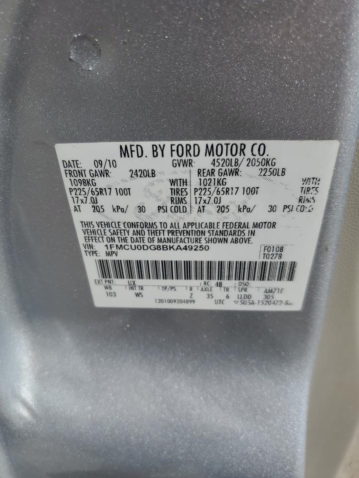 2011 Ford Escape Xlt VIN: 1FMCU0DG8BKA49250 Lot: 82248635