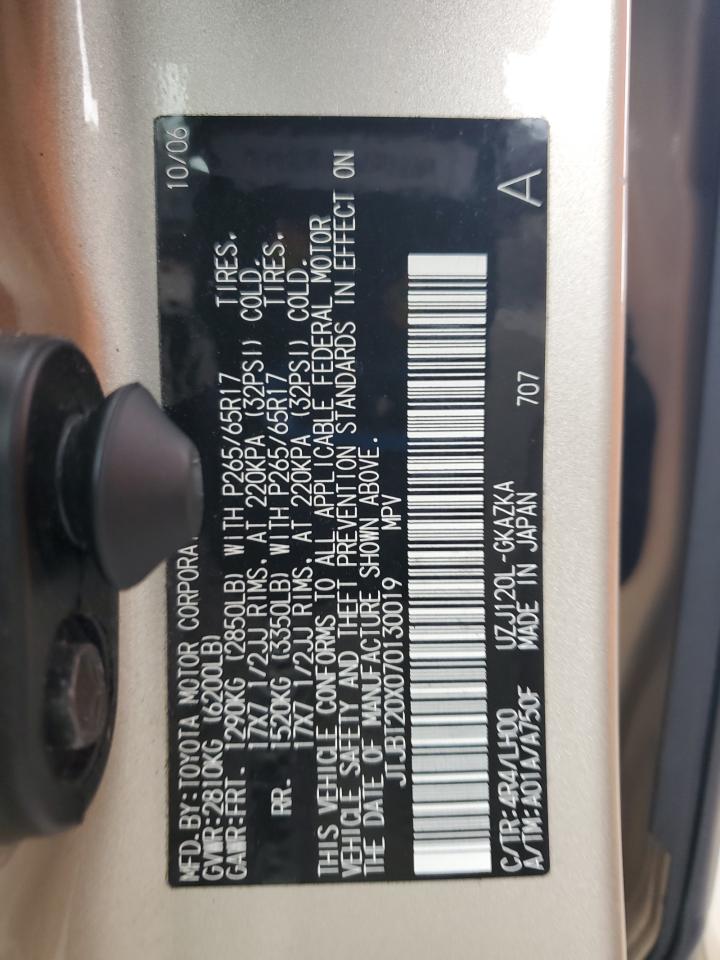 2007 Lexus Gx 470 VIN: JTJBT20X070130019 Lot: 82698545