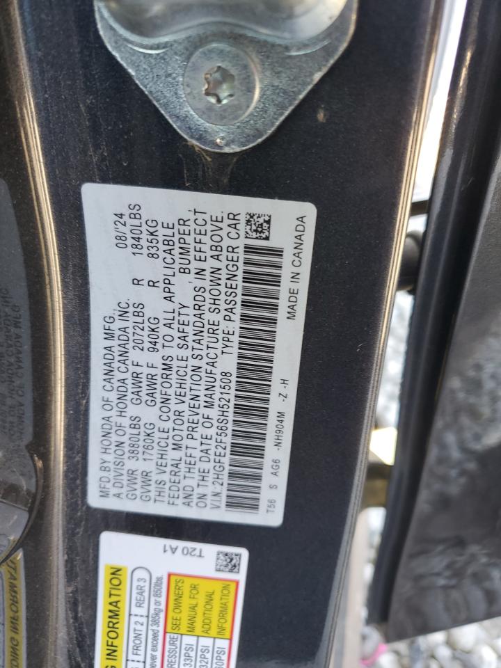 2025 Honda Civic Sport VIN: 2HGFE2F56SH521508 Lot: 86252945