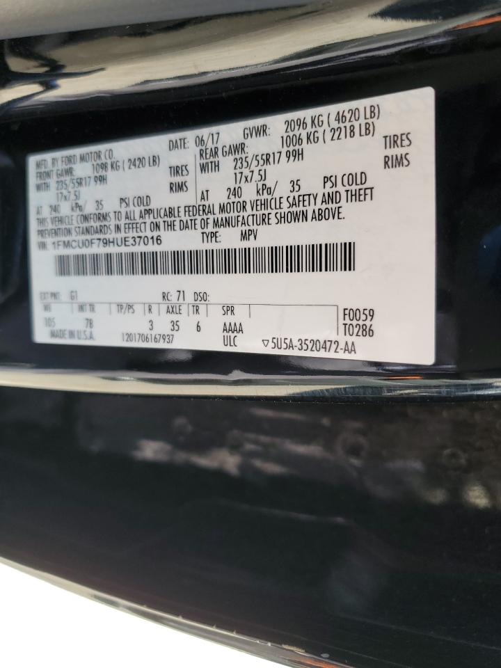 2017 Ford Escape S VIN: 1FMCU0F79HUE37016 Lot: 89513395