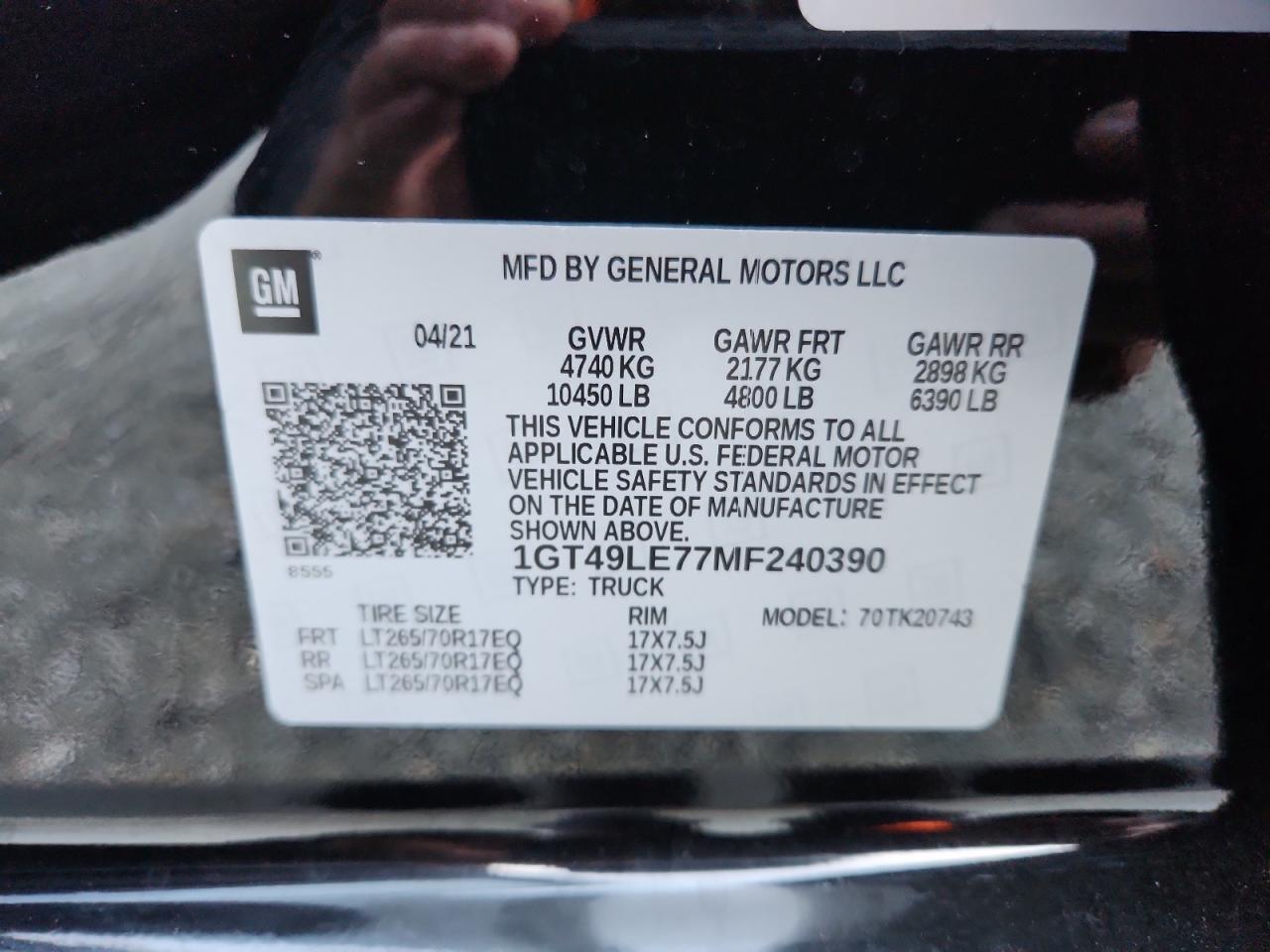 2021 GMC Sierra K2500 Heavy Duty VIN: 1GT49LE77MF240390 Lot: 82665475
