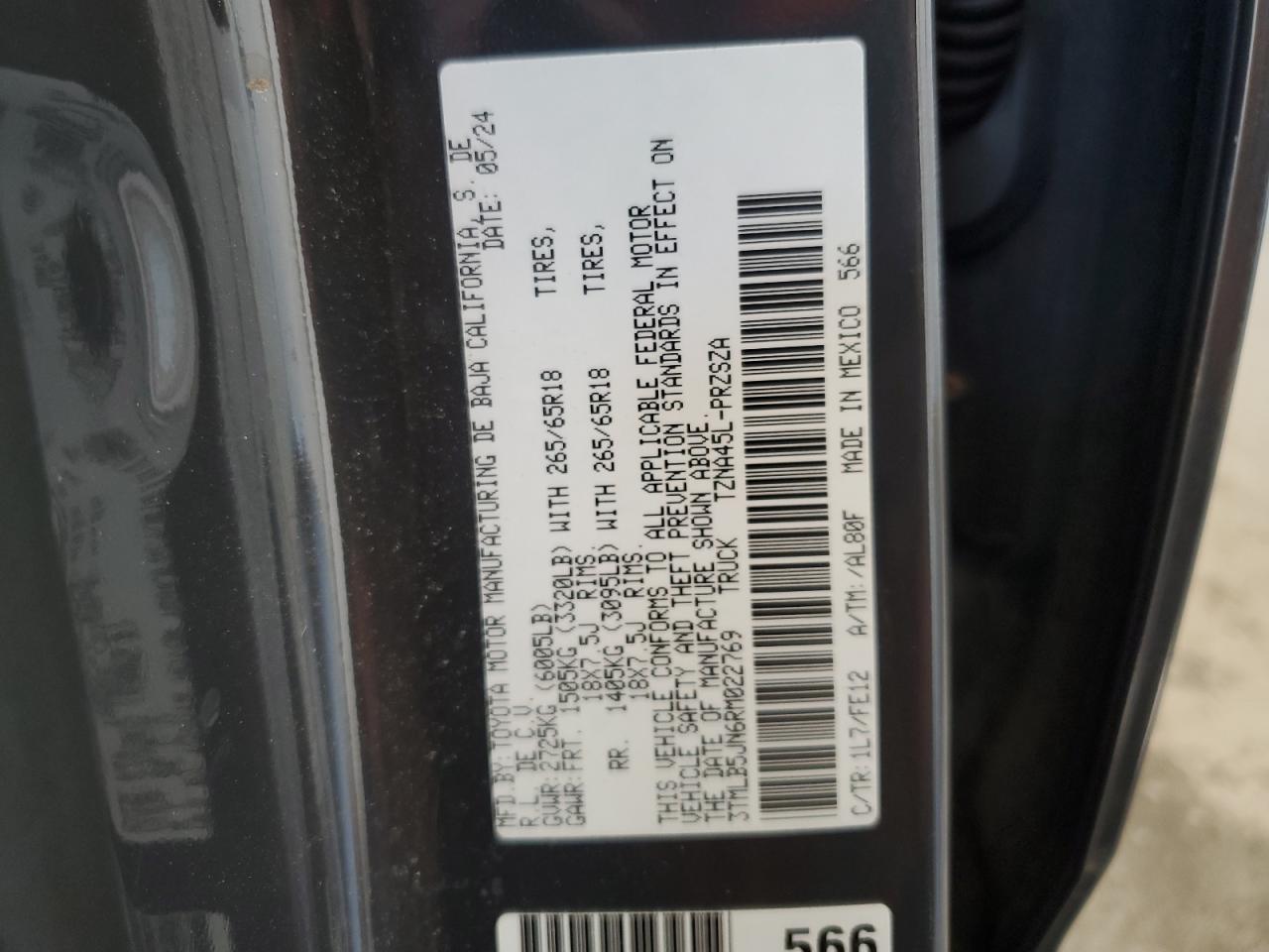 2024 Toyota Tacoma Double Cab VIN: 3TMLB5JN6RM022769 Lot: 85087965