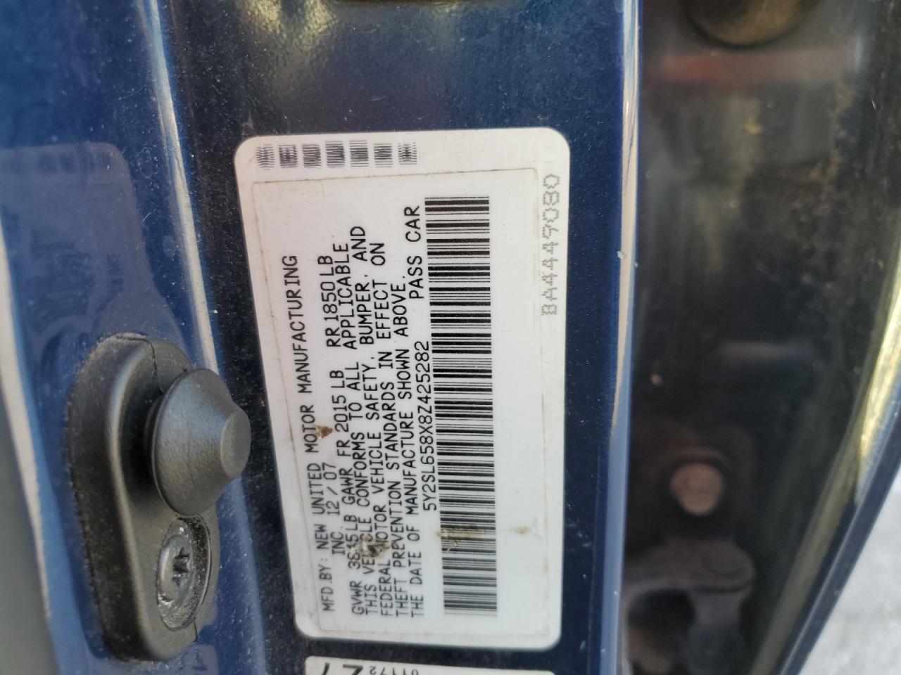 2008 Pontiac Vibe VIN: 5Y2SL658X8Z425282 Lot: 84800585