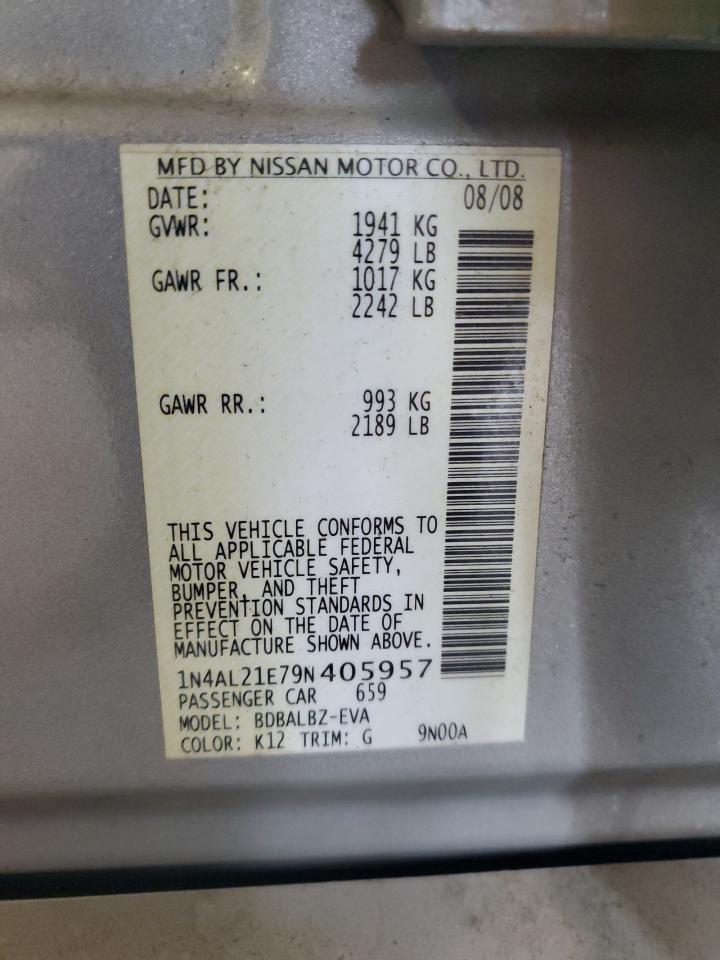 2009 Nissan Altima 2.5 VIN: 1N4AL21E79N405957 Lot: 85266145